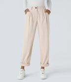 Straight-Leg Corduroy Pants with Pockets