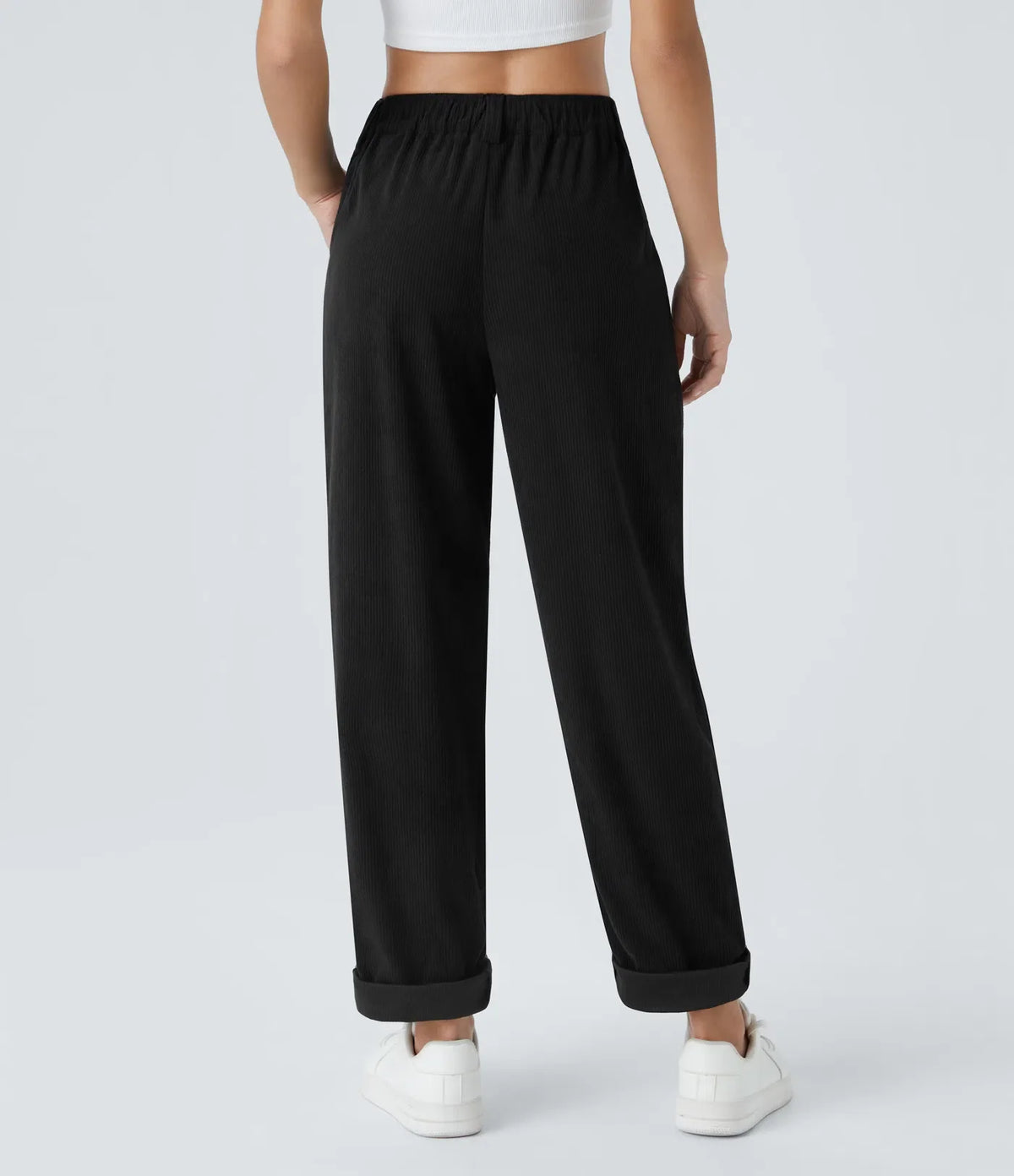 Straight-Leg Corduroy Pants with Pockets