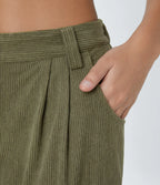 Straight-Leg Corduroy Pants with Pockets