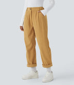 Straight-Leg Corduroy Pants with Pockets
