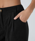 Straight-Leg Corduroy Pants with Pockets