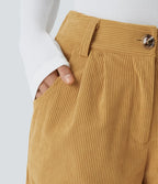 Straight-Leg Corduroy Pants with Pockets