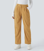 Straight-Leg Corduroy Pants with Pockets