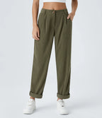 Straight-Leg Corduroy Pants with Pockets