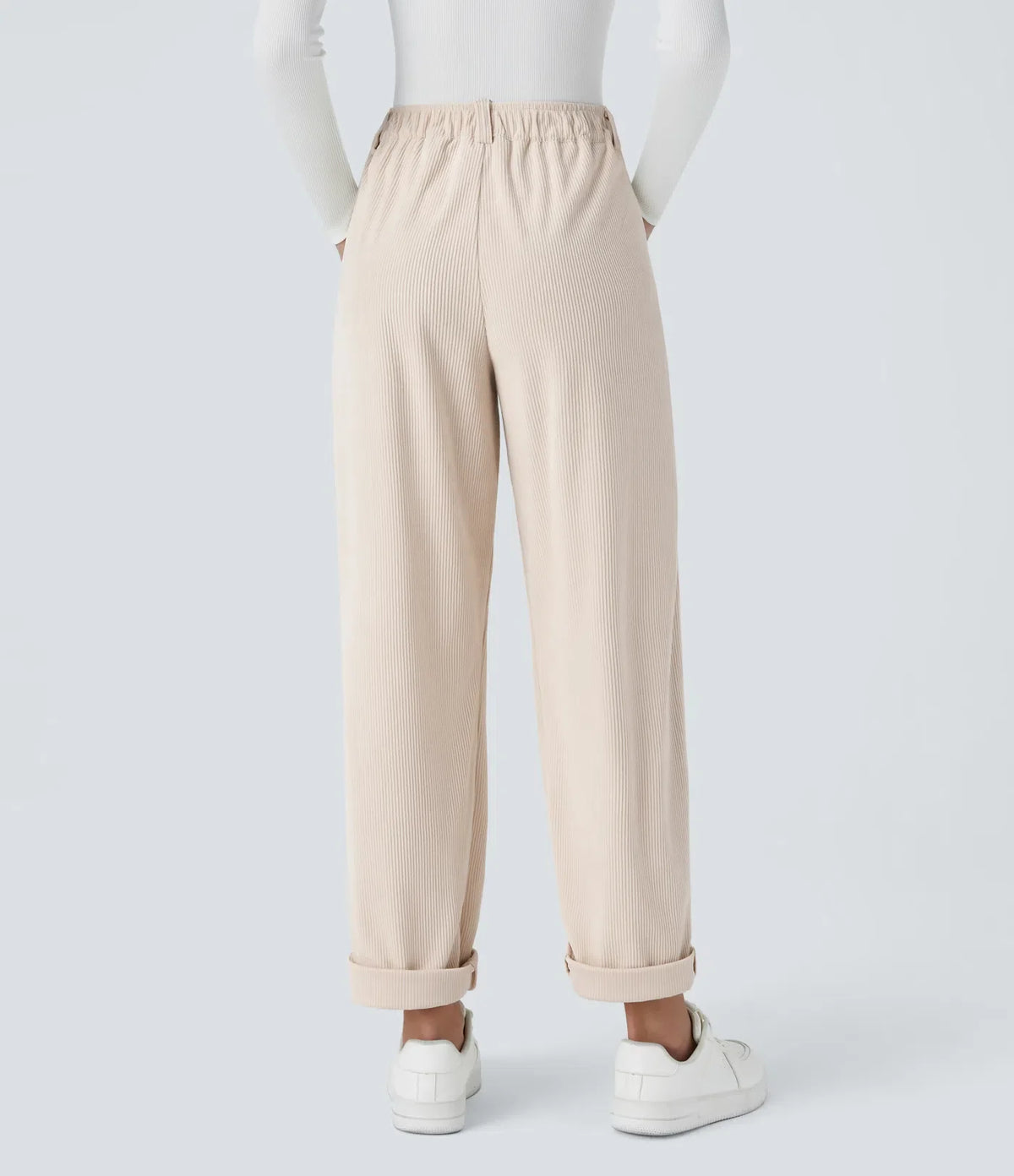 Straight-Leg Corduroy Pants with Pockets