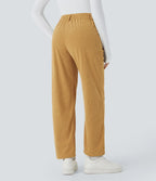 Straight-Leg Corduroy Pants with Pockets