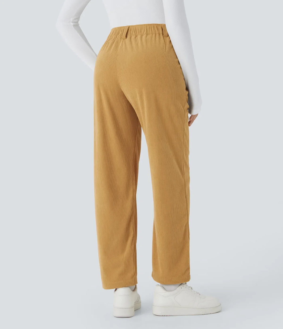 Straight-Leg Corduroy Pants with Pockets