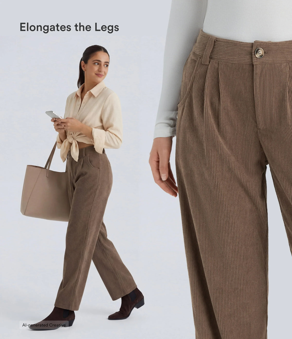 Straight-Leg Corduroy Pants with Pockets